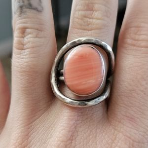 Vintage Sterling Silver & Spiny Oyster Ring